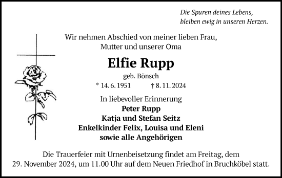 Traueranzeige von Elfie Rupp von OF