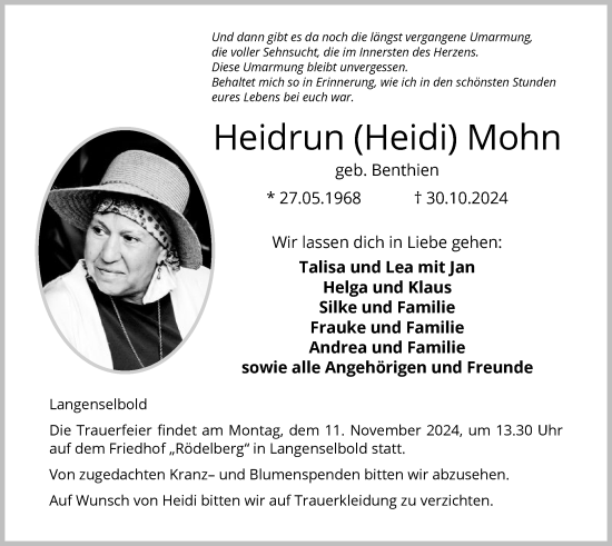 Traueranzeige von Heidrun Mohn von OF