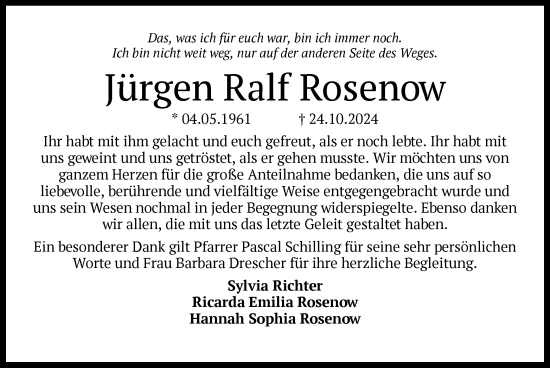 Traueranzeige von Jürgen Ralf Rosenow von OF