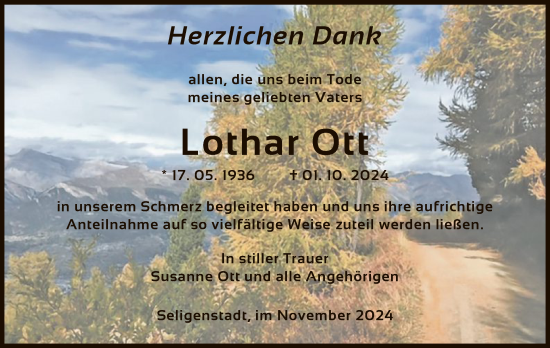 Traueranzeige von Lothar Ott von OF