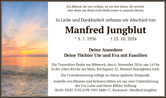 Traueranzeige von Manfred Jungblut von OF