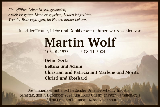 Traueranzeige von Martin Wolf von OF