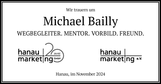 Traueranzeige von Michael Bailly von OF