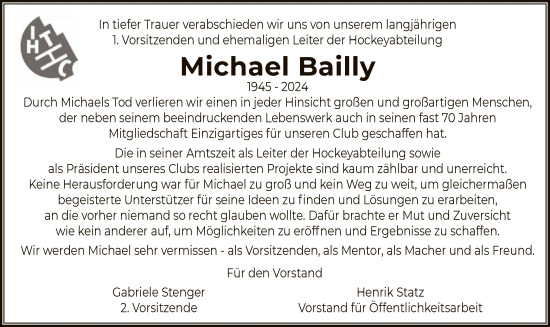 Traueranzeige von Michael Bailly von OF