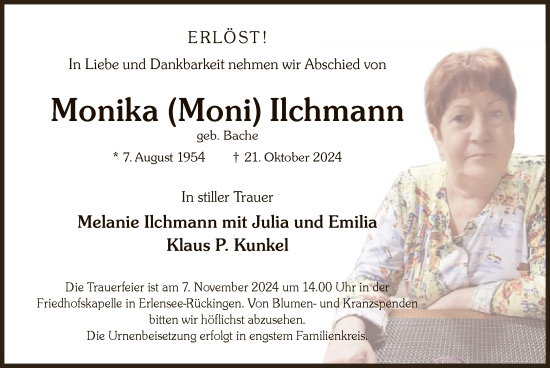 Traueranzeige von Monika Ilchmann von OF