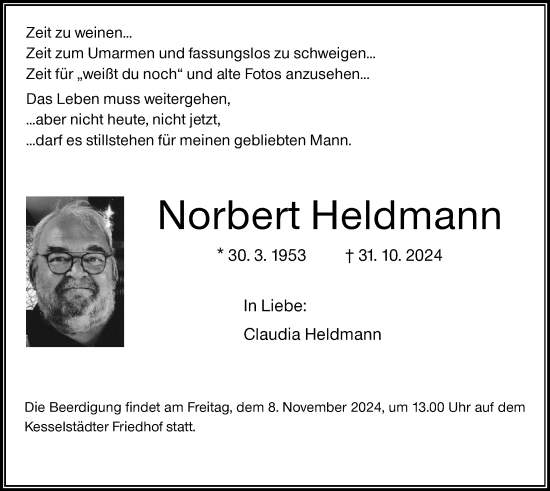 Traueranzeige von Norbert Heldmann von OF