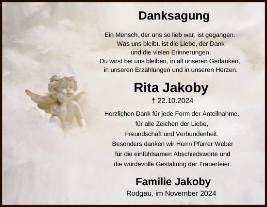 Traueranzeige von Rita Jakoby von OF