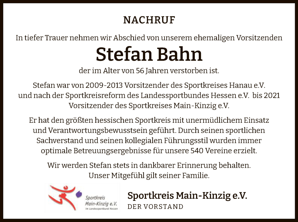  Traueranzeige für Stefan Bahn vom 02.11.2024 aus OF