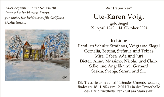 Traueranzeige von Ute-Karen Voigt von OF