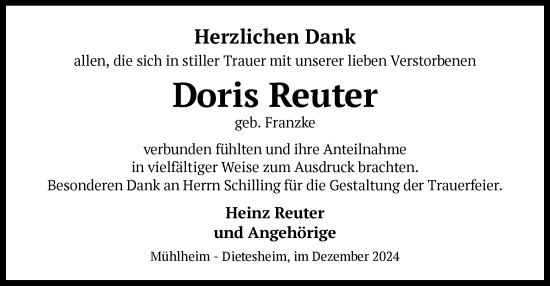 Traueranzeige von Doris Reuter von OF