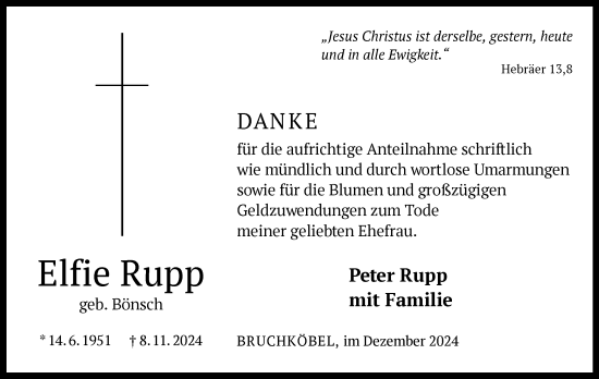 Traueranzeige von Elfie Rupp von OF