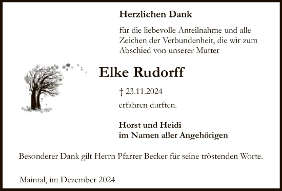 Traueranzeige von Elke Rudorff von OF