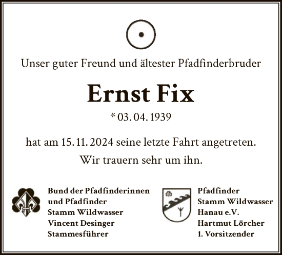 Traueranzeige von Ernst Fix von OF