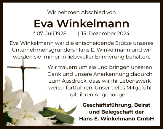 Traueranzeige von Eva Winkelmann von OF