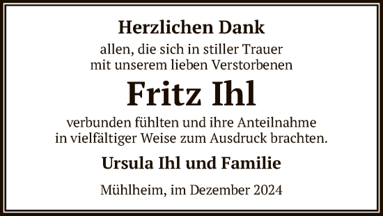 Traueranzeige von Fritz Ihl von OF