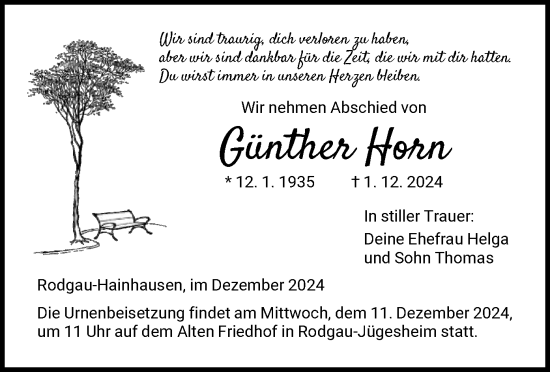 Traueranzeige von Günther Horn von OF