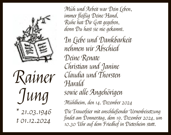 Traueranzeige von Rainer Jung von OF