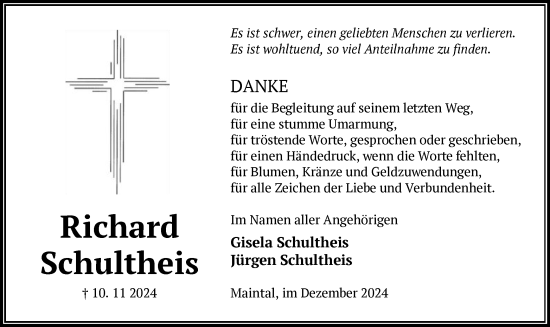 Traueranzeige von Richard Schultheis von OF