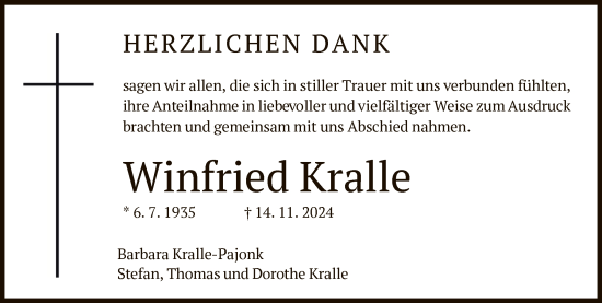 Traueranzeige von Winfried Kralle von OF