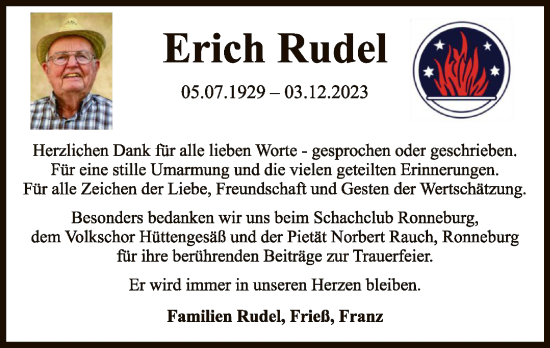 Traueranzeige von Erich Rudel von OF