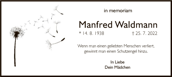 Traueranzeige von Manfred Waldmann von OF