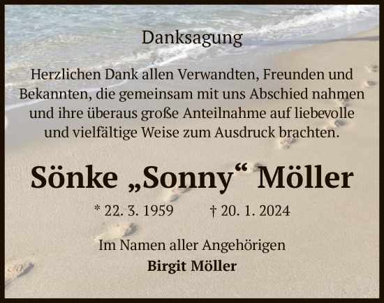 Traueranzeige von Sönke Möller von OF