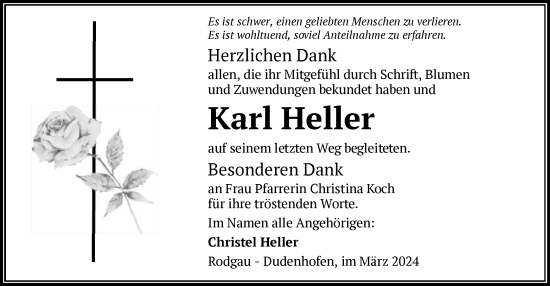 Traueranzeige von Karl Heller von OF