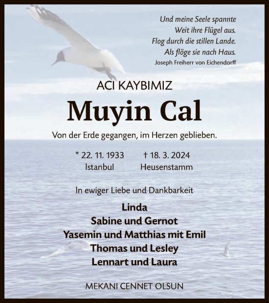 Traueranzeige von Muyin Cal von OF