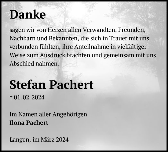 Traueranzeige von Stefan Pachert von OF