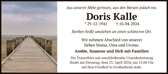 Traueranzeige von Doris Kalle von OF