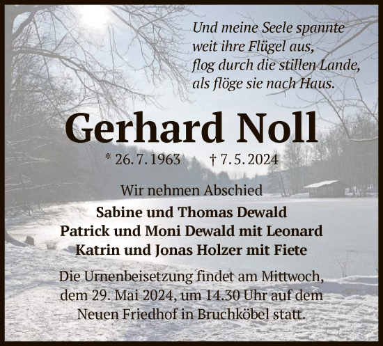 Traueranzeige von Gerhard Noll von OF