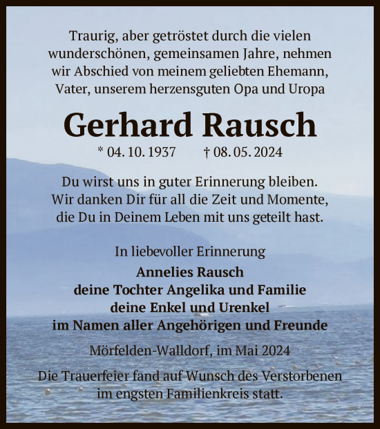 Traueranzeige von Gerhard Rausch von OF