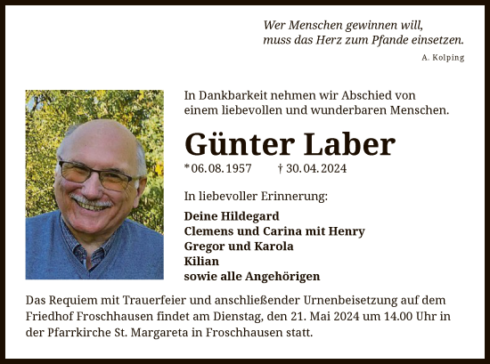 Traueranzeige von Günter Laber von OF