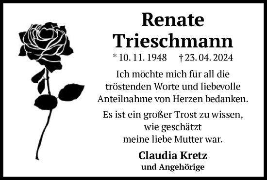 Traueranzeige von Renate Trieschmann von OF