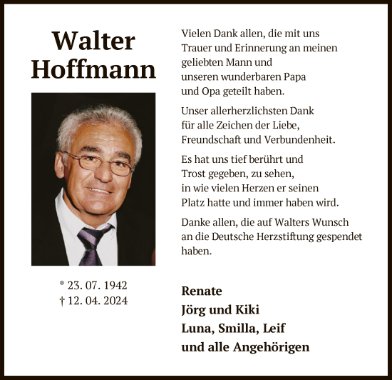 Traueranzeige von Walter Hoffmann von OF