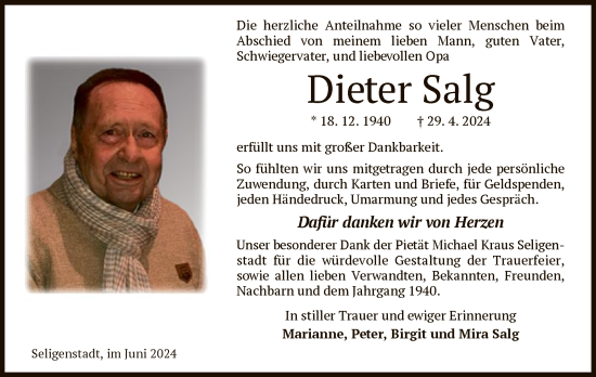 Traueranzeige von Dieter Salg von OF