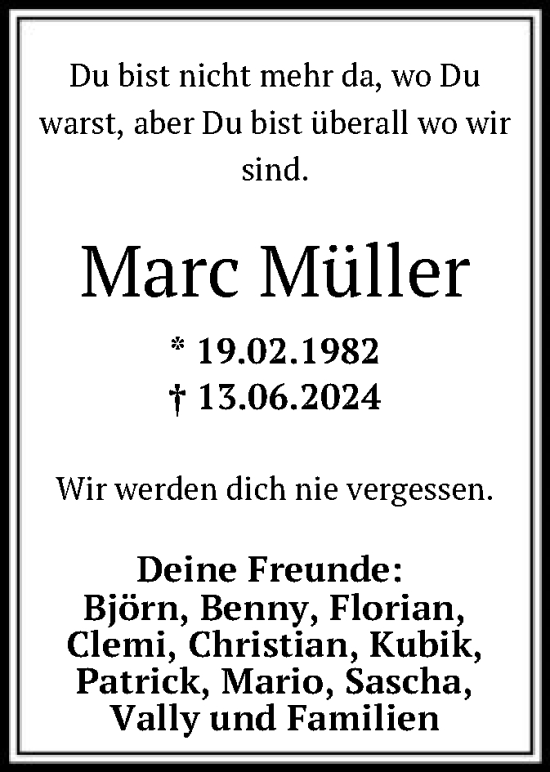 Traueranzeige von Marc Müller von OF