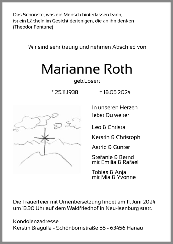 Traueranzeige von Marianne Roth von OF