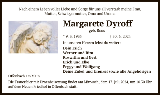 Traueranzeige von Margarete Dyroff von OF