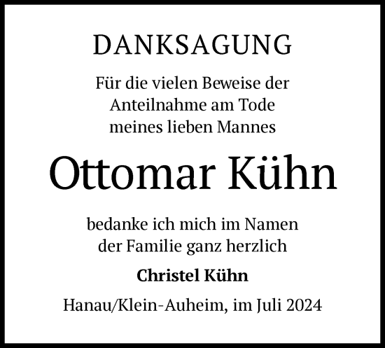 Traueranzeige von Ottomar Kühn von OF