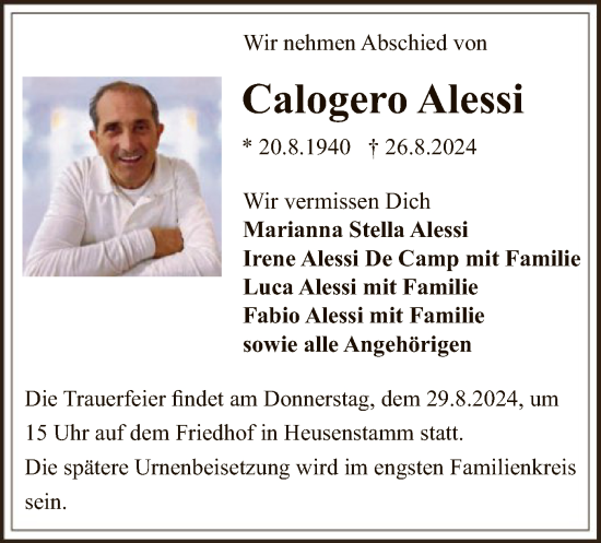 Traueranzeige von Calogero Alessi von OF