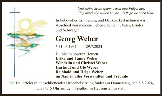 Traueranzeige von Georg Weber von OF