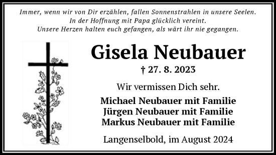 Traueranzeige von Gisela Neubauer von OF