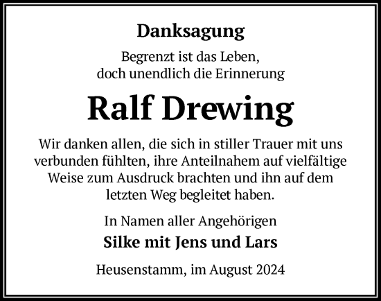 Traueranzeige von Ralf Drewing von OF