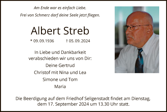 Traueranzeige von Albert Streb von OF