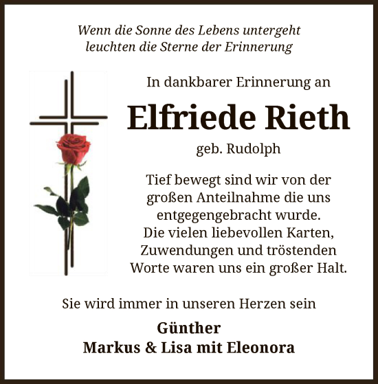 Traueranzeige von Elfriede Rieth von OF