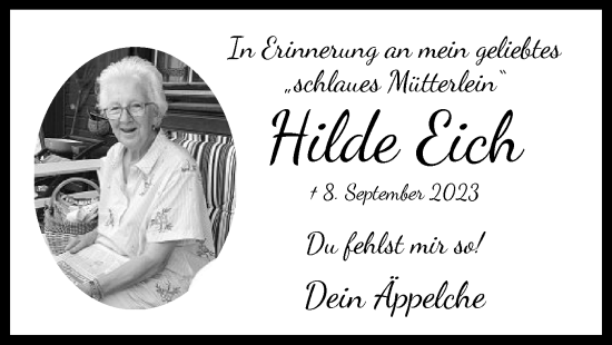 Traueranzeige von Hilde Eich von OF