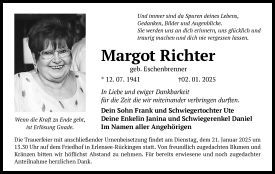 Traueranzeige von Margot Richter von OF