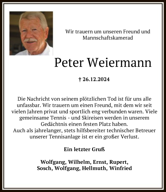 Traueranzeige von Peter Weiermann von OF