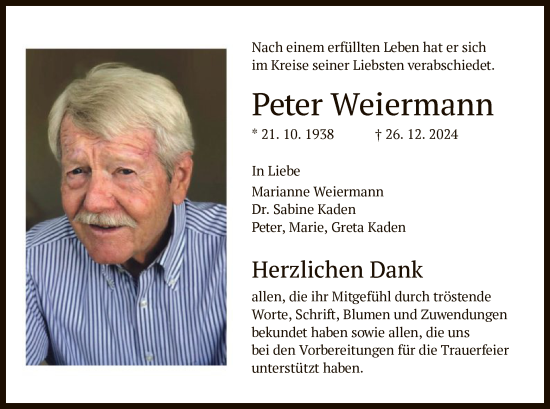 Traueranzeige von Peter Weiermann von OF